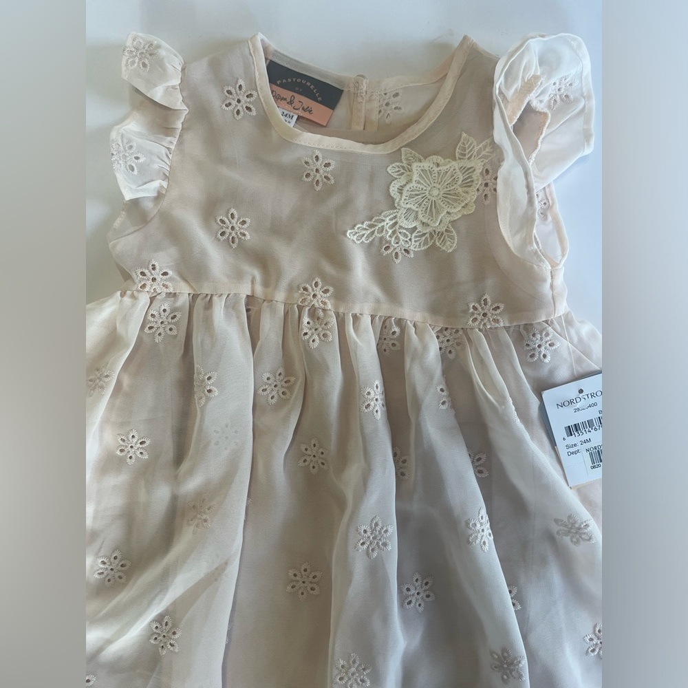 Pippa & Julie Cream Floral Embroidered Dress